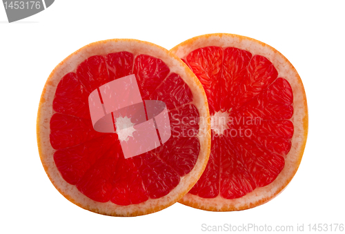 Image of two slices of grapefruit