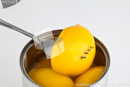 Image of Peaches in sweet syrup.