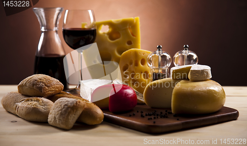Image of Wine and Cheese still life 