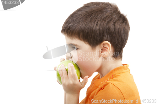 Image of Boy eat the apple