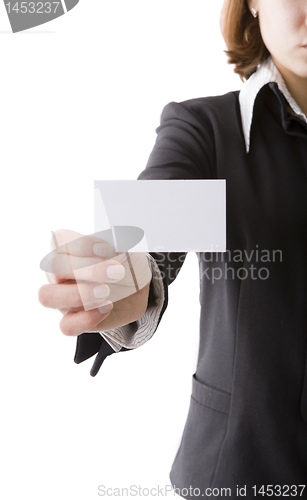 Image of Girl with business card