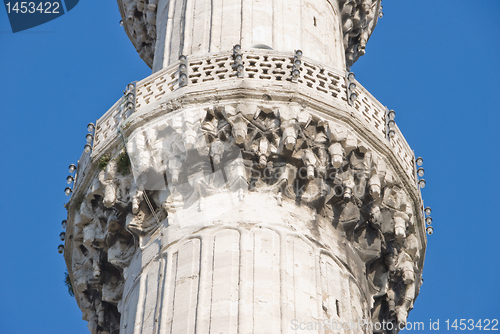 Image of Balcony of a minaret of the Blue Mosque