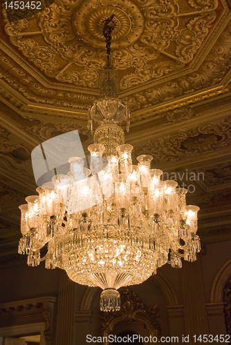 Image of Chandelier with seeling decorations