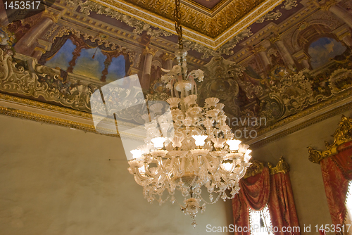 Image of Chandelier with seeling decorations