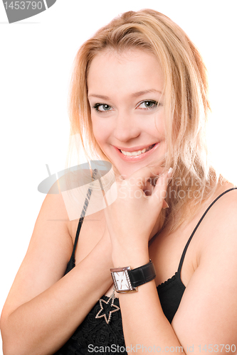 Image of Portrait of a smiling pretty blonde