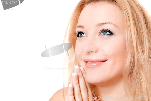 Image of Closeup portrait of a smiling blonde