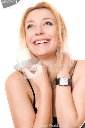 Image of Portrait of a smiling young blonde