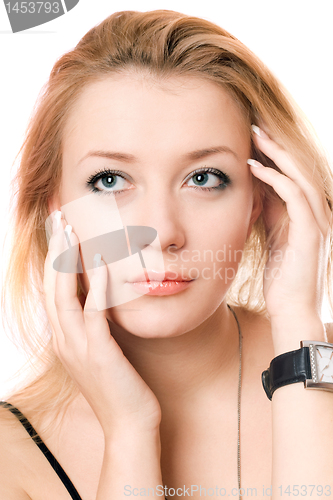 Image of Closeup portrait of a pensive blonde