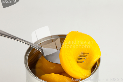 Image of Peaches in sweet syrup.