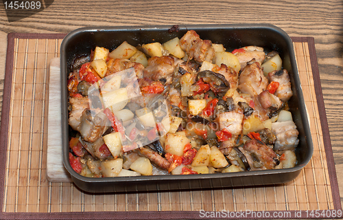 Image of Stewed vegetables with meat.