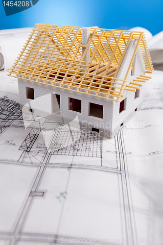 Image of House blueprints close up