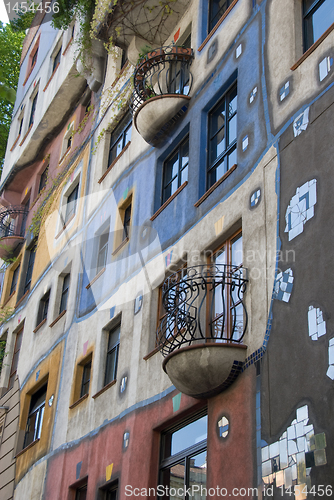 Image of Hundertwasser Haus with terraces  - Vienna