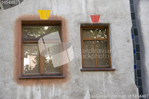 Image of Two Windows -Hundertwasser Haus - Vienna