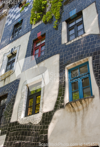 Image of Colorful Facade  (close up)- Hundertwasser House - Vienna