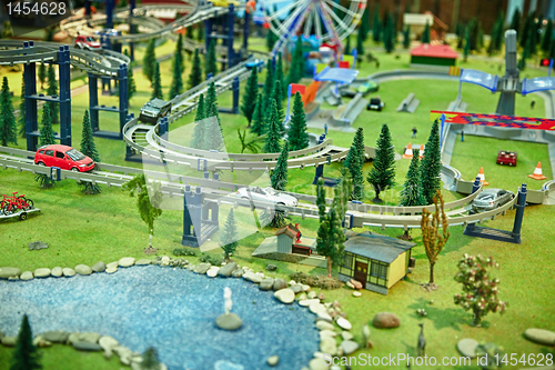 Image of Maquette city park with a fantastic road