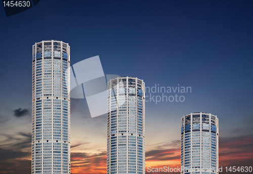 Image of Skyscrapers on evening sky