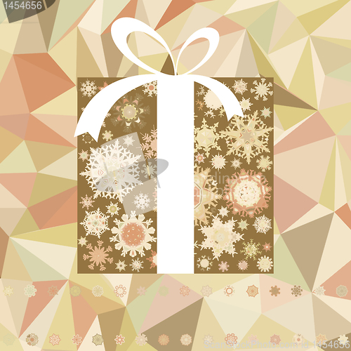 Image of Vintage Christmas card with gift. EPS 8