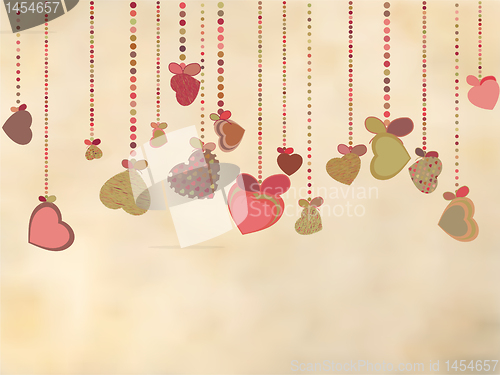 Image of Vintage card with valentines hearts. EPS 8