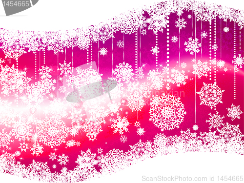 Image of Purple winter background & snowflakes. EPS 8