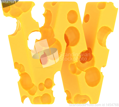 Image of Cheeze font W letter isolated on white