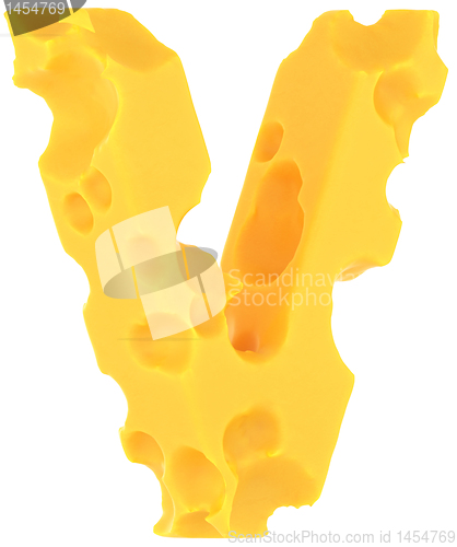 Image of Cheeze font V letter isolated on white
