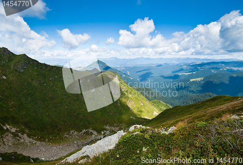 Image of Carpathian mountains in Ukraine and Romania: on the ridge