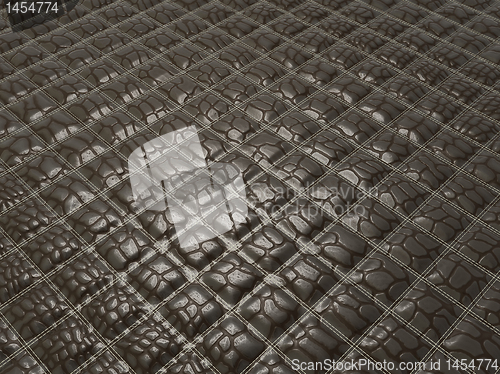 Image of Alligator skin with stitched rectangles.