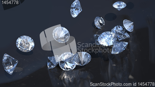 Image of Large group of diamonds rolling over 