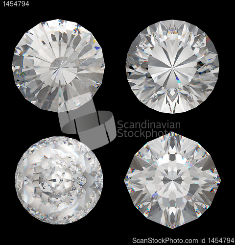 Image of Top views of large diamonds on black