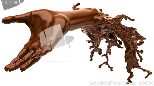 Image of Chocolate: liquid hand shape isolated