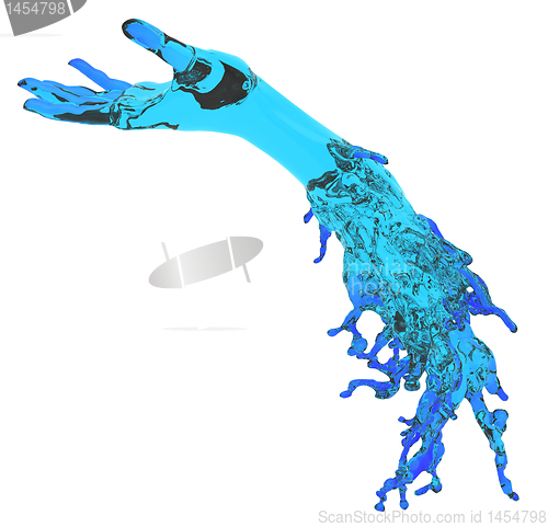 Image of Helping hands: blue liquid hand shape isolated 