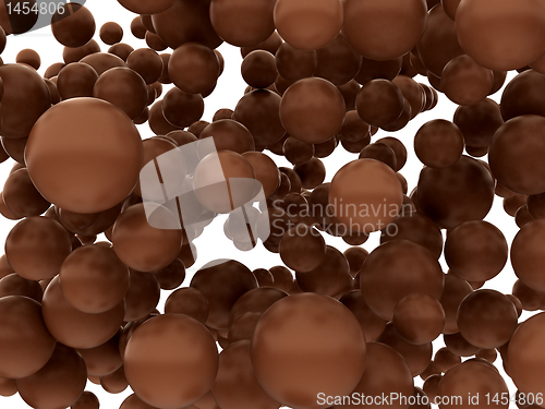 Image of Large chocolate orbs or bubbles isolated 
