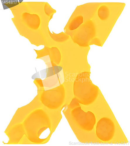 Image of Cheeze font X letter isolated on white