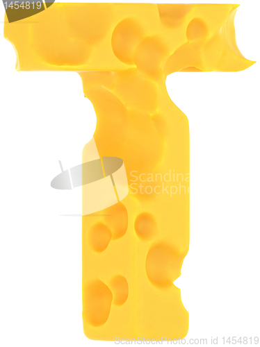 Image of Cheeze font T letter isolated on white