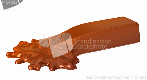 Image of Sweet chocolate bar melting isolated 