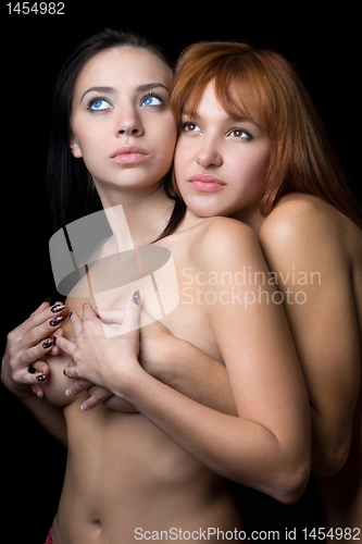 Image of Two bare thoughtful women