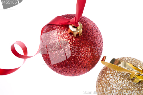 Image of christmas ball with ribbon