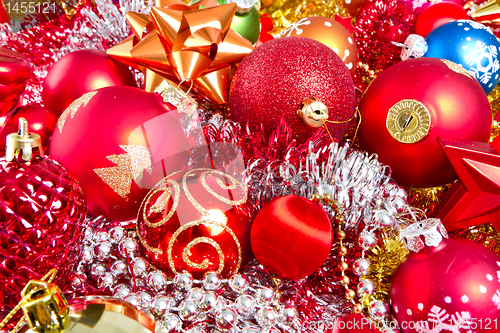 Image of christmas balls and tinsel