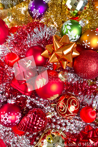 Image of christmas balls and tinsel