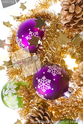 Image of christmas balls with tinsel