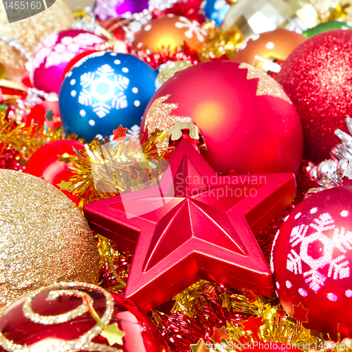 Image of christmas balls and tinsel