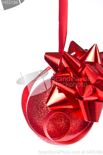 Image of christmas ball with ribbon