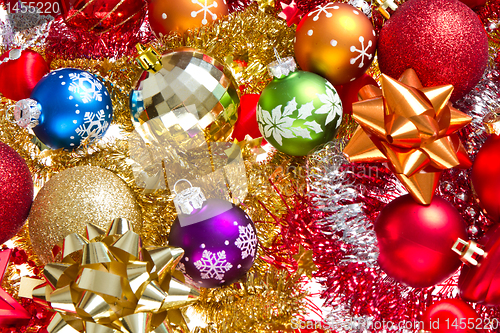 Image of christmas balls and tinsel