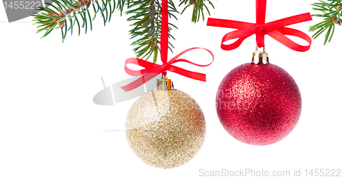 Image of christmas balls hanging from tree