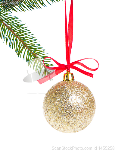 Image of christmas balls hanging from tree