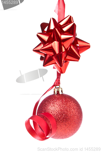 Image of christmas ball with ribbon