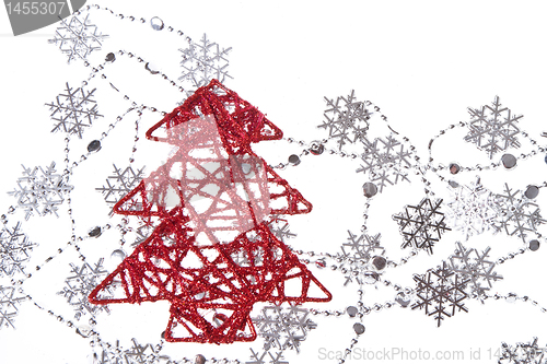 Image of christmas tree with snowflakes