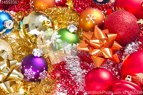 Image of christmas balls and tinsel