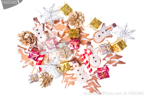 Image of ginger snowmen with christmas decoration