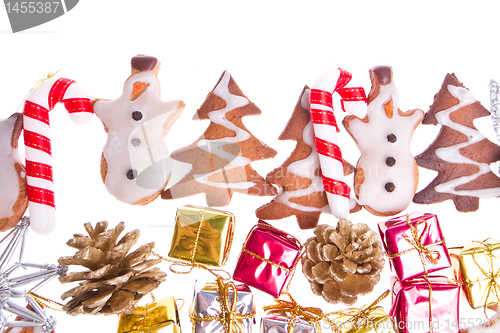 Image of ginger snowmen with christmas decoration